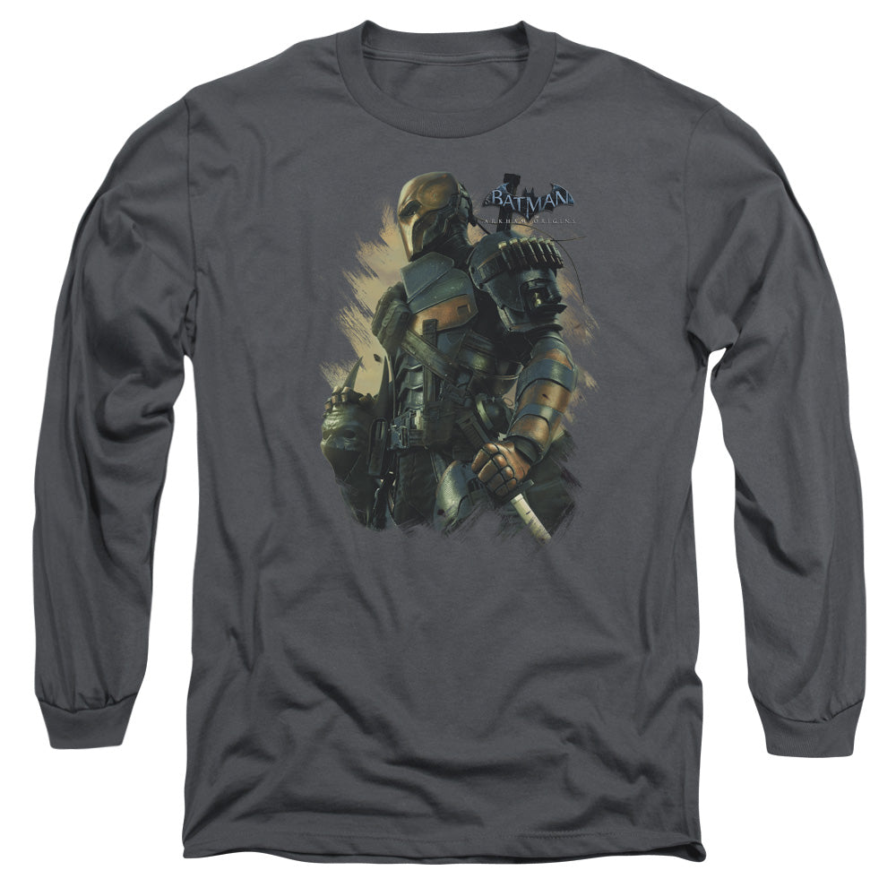 Batman Arkham Origins Deathstroke Mens Long Sleeve Shirt Charcoal Officially Licensed