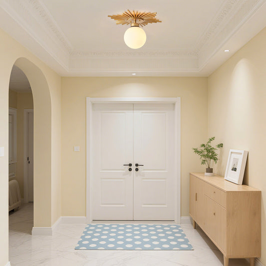 18 Inch Iris 1-Light Golden Semi-Flush Mount Ceiling Light