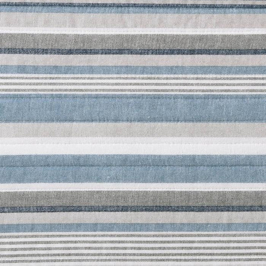 100-Percent Cotton Blue White Grey Nautical Stripes 4 Piece Daybed Cover Set