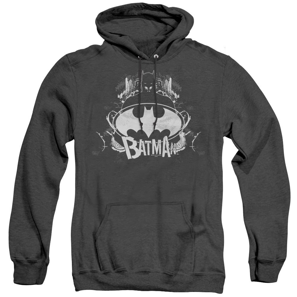 Batman Grim & Gritty Heather Mens Hoodie Black Officially Licensed