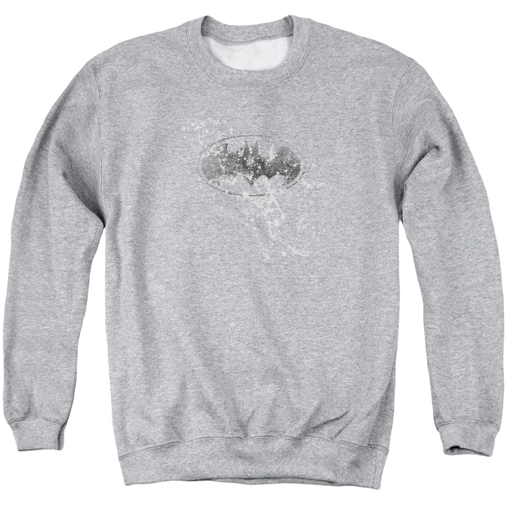 Batman Burned & Splatered Mens Crewneck Sweatshirt Athletic Heather Officially Licensed