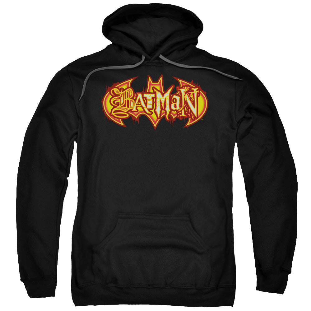 Batman Fiery Shield Mens Hoodie Black Officially Licensed
