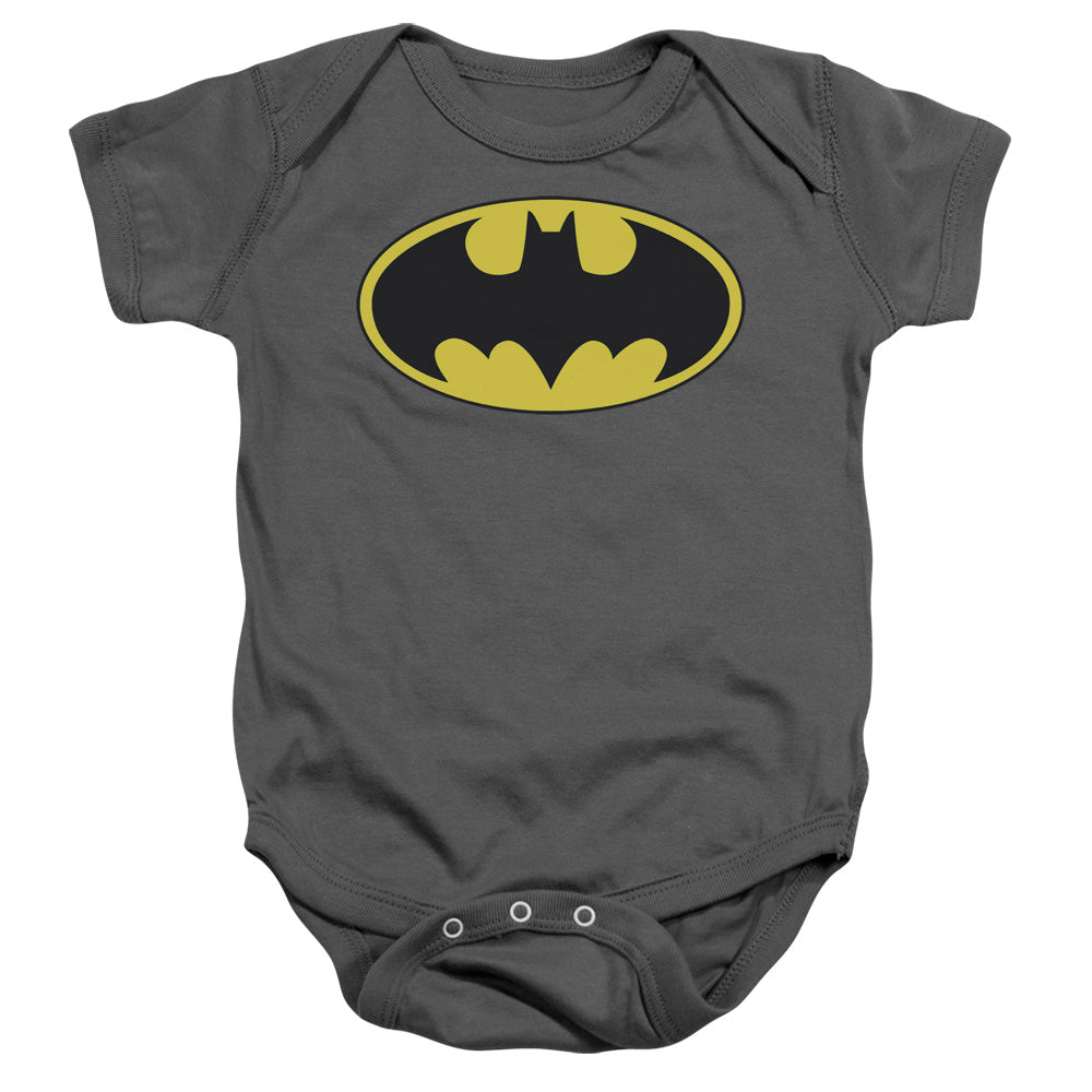 Batman Classic Bat Logo Infant Baby Snapsuit Charcoal 6mos Officially Licensed