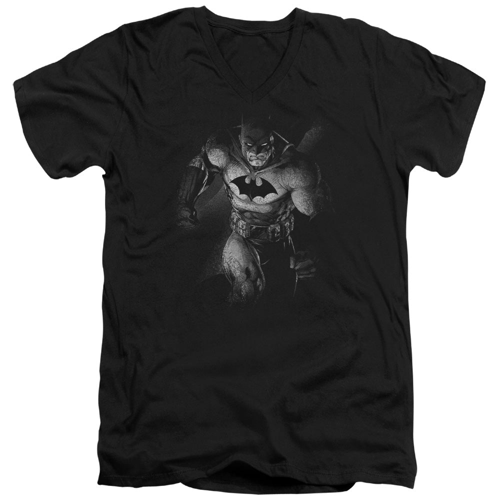Batman Materialized Mens Slim Fit V Neck T Shirt Black Officially Licensed