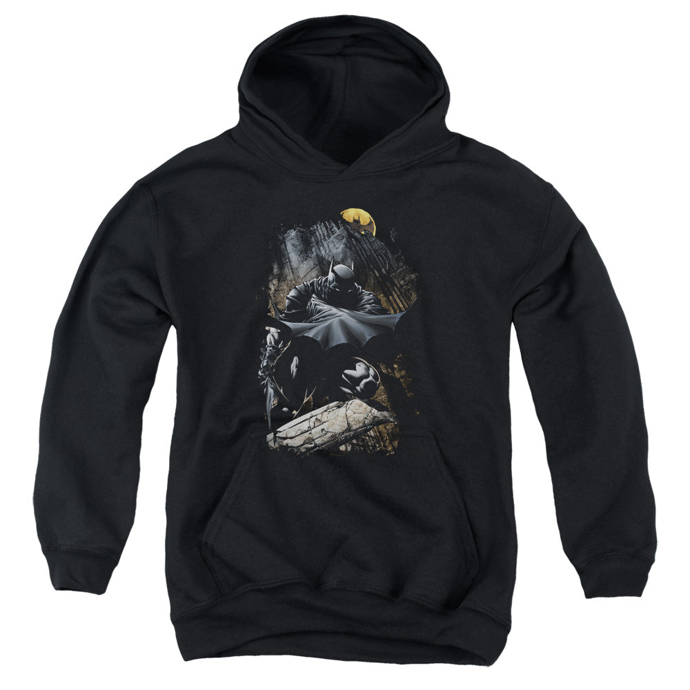Batman Sweeping Cape Kids Youth Hoodie Black Officially Licensed