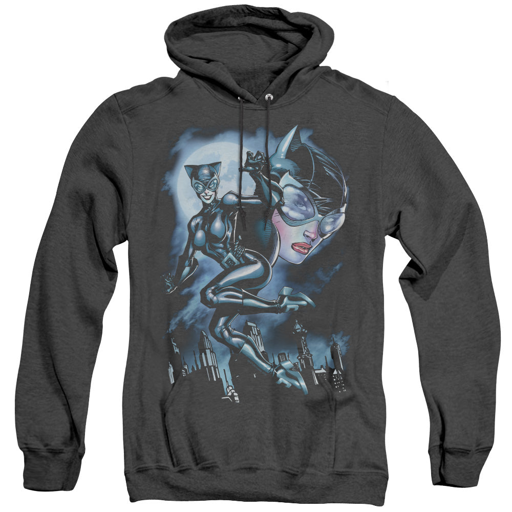Batman Moonlight Cat Heather Mens Hoodie Black Officially Licensed