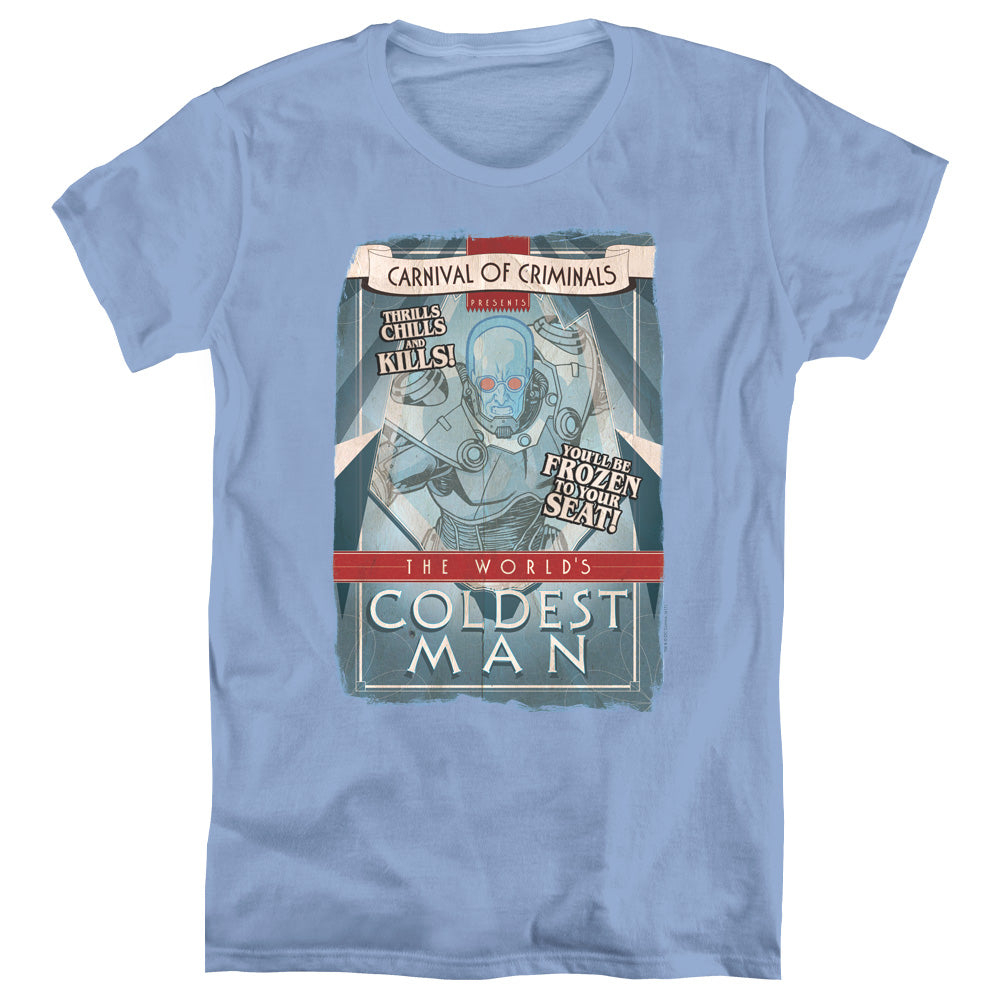 Batman Coldest Man Womens T Shirt Carolina Blue Officially Licensed