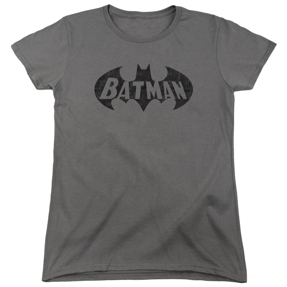 Batman Crackle Bat Womens T Shirt Charcoal Officially Licensed