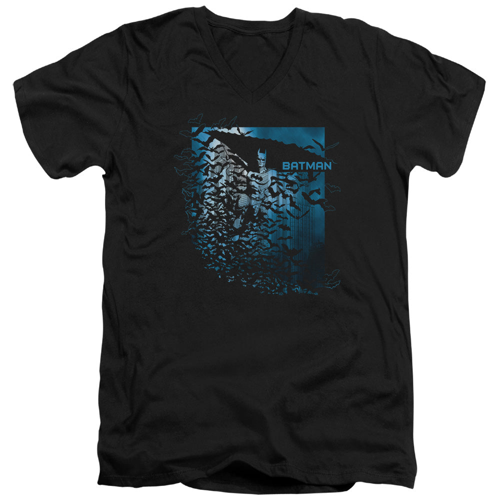 Batman Bat Among Bats Mens Slim Fit V Neck T Shirt Black Officially Licensed