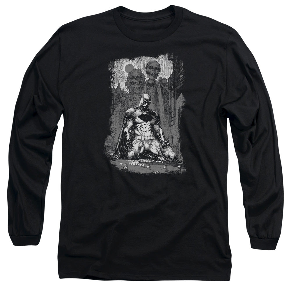 Batman Sketchy Shadows Mens Long Sleeve Shirt Black Officially Licensed