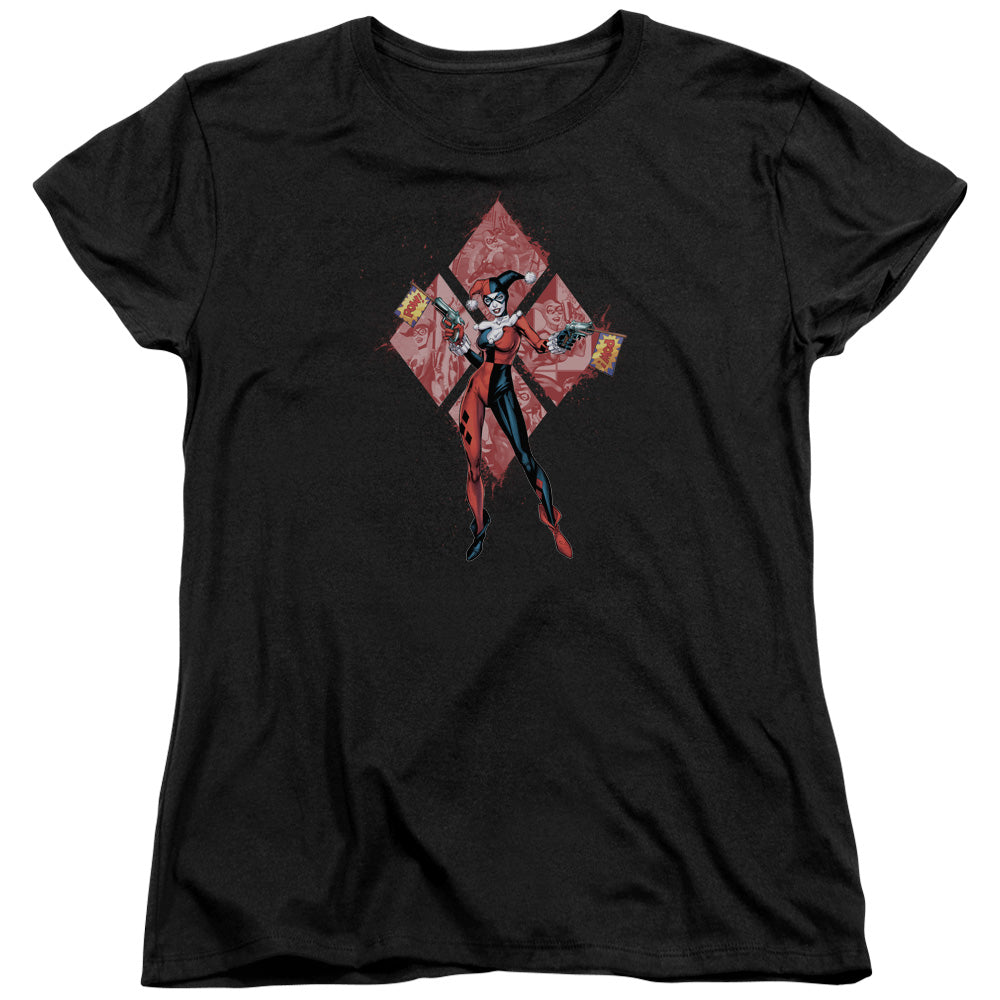 Batman Harley Quinn (Diamonds) Womens T Shirt Black Officially Licensed