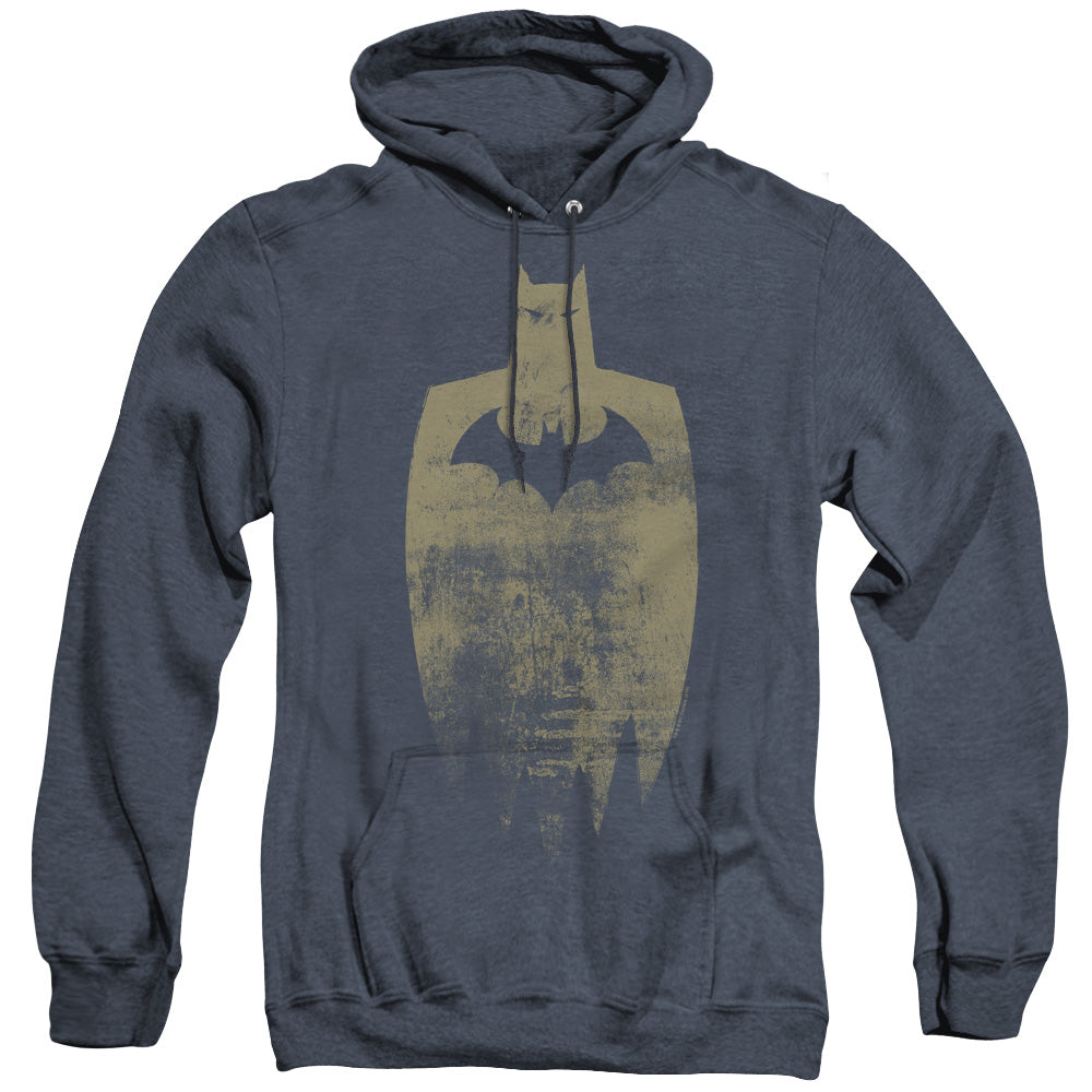 Batman Gold Silhouette Heather Mens Hoodie Navy Officially Licensed