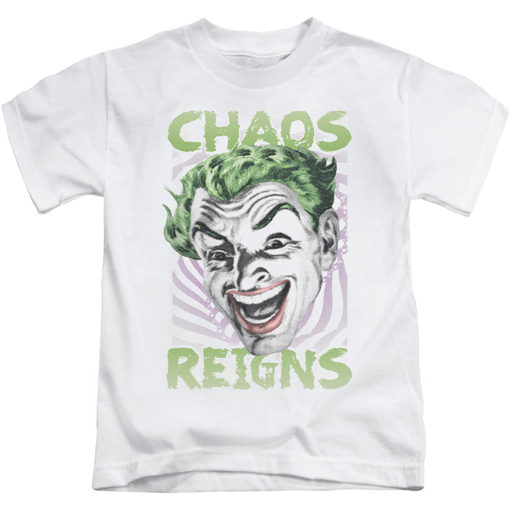 Batman Classic Tv Chaos Reigns Juvenile Kids Youth T Shirt White Officially Licensed