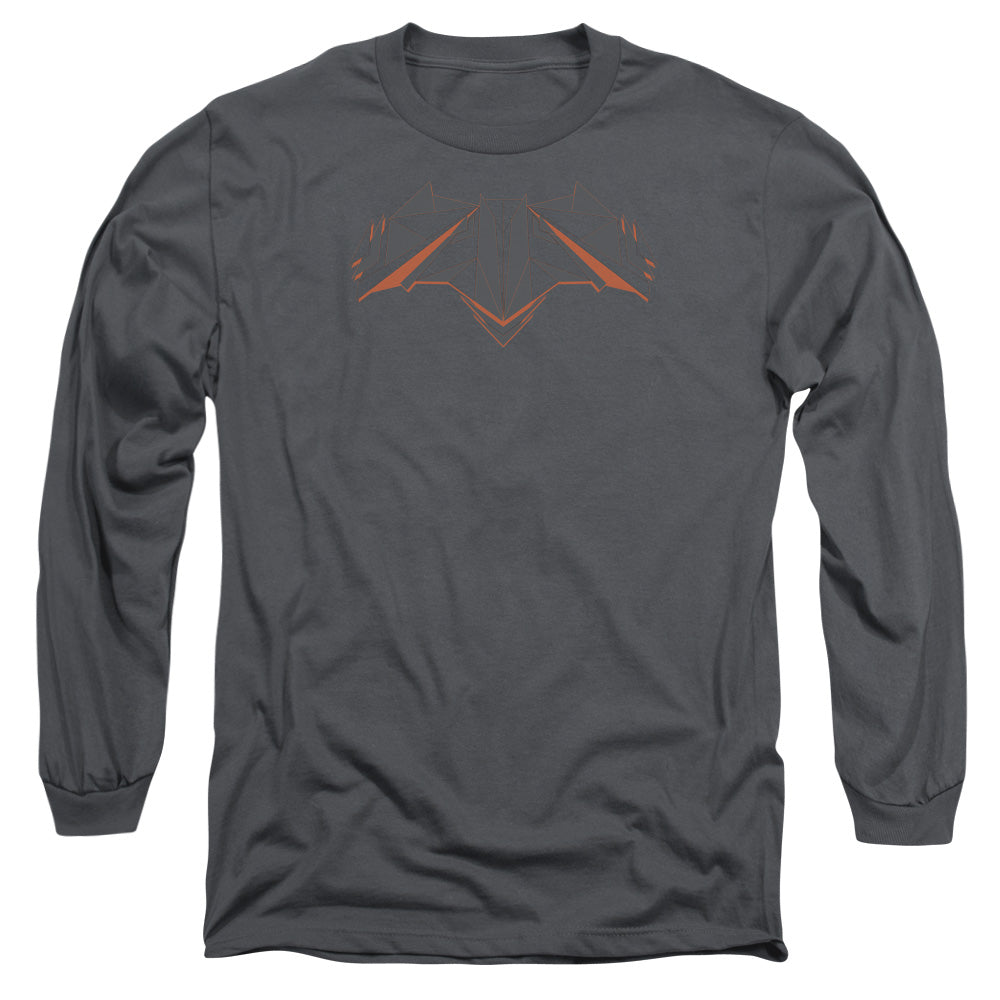 Batman V Superman Tech Bat Logo Mens Long Sleeve Shirt Charcoal Officially Licensed