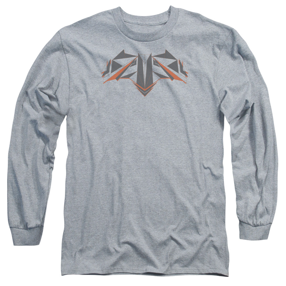 Batman V Superman Tech Bat Logo Mens Long Sleeve Shirt Athletic Heather Officially Licensed