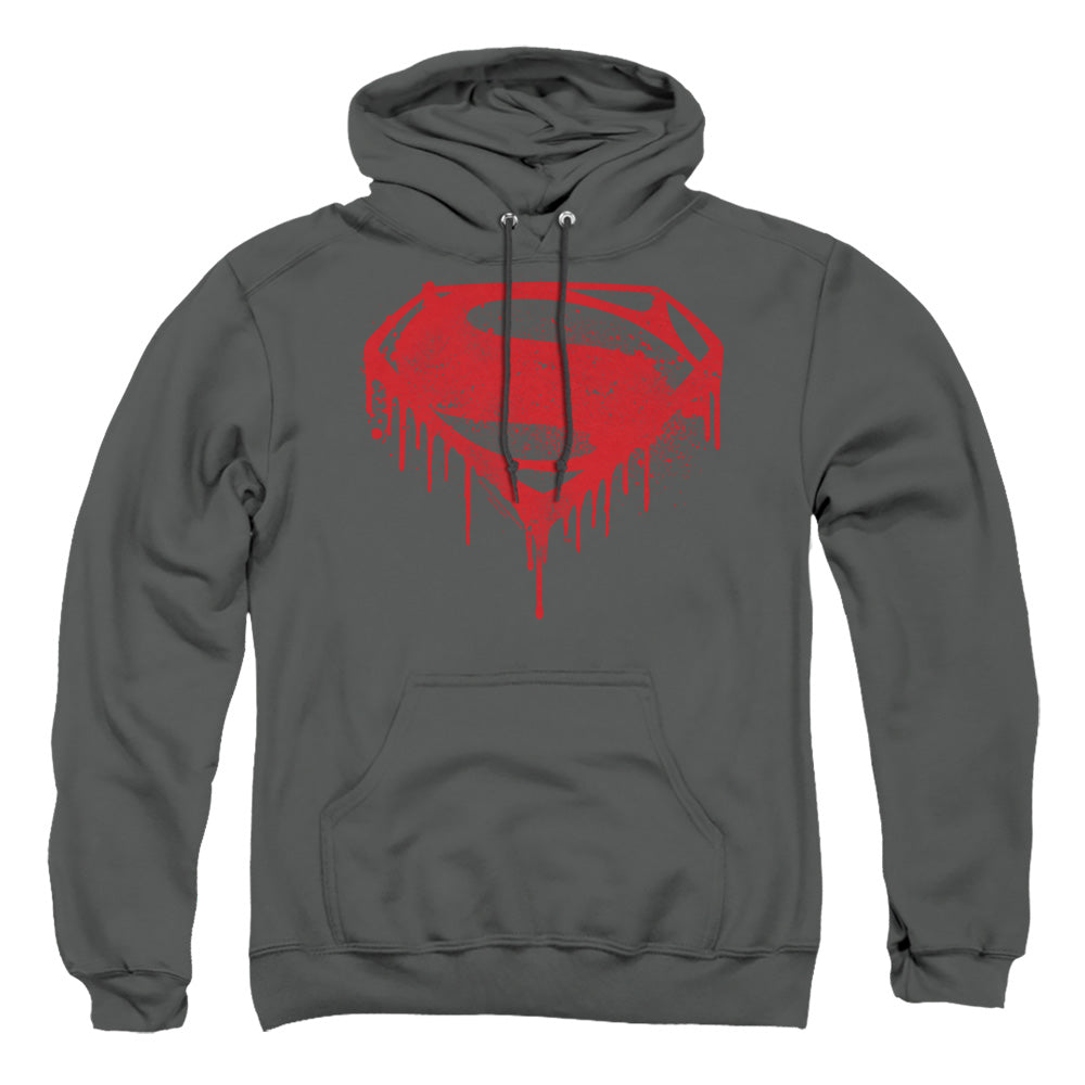 Batman V Superman Splattered Mens Hoodie Charcoal Officially Licensed
