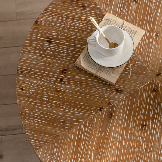 31.29"Modern Retro Splicing Round Coffee Table Fir Wood Table Top with Cross Legs Metal Base(Same SKU:W757123560)