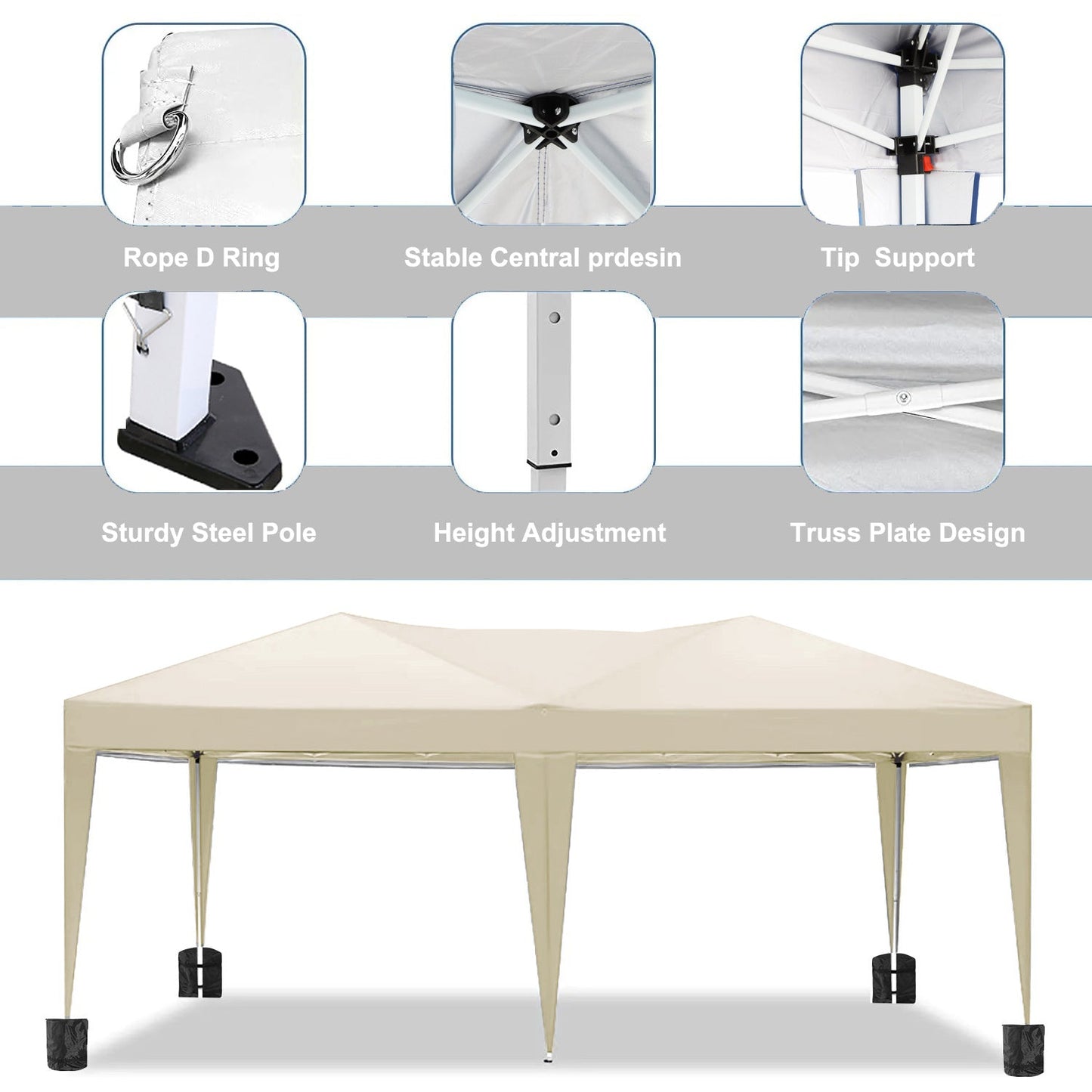 10'x20 'folding canopy with 6 detachable side walls for outdoor activity shelter UPF 50+terrace portable tent