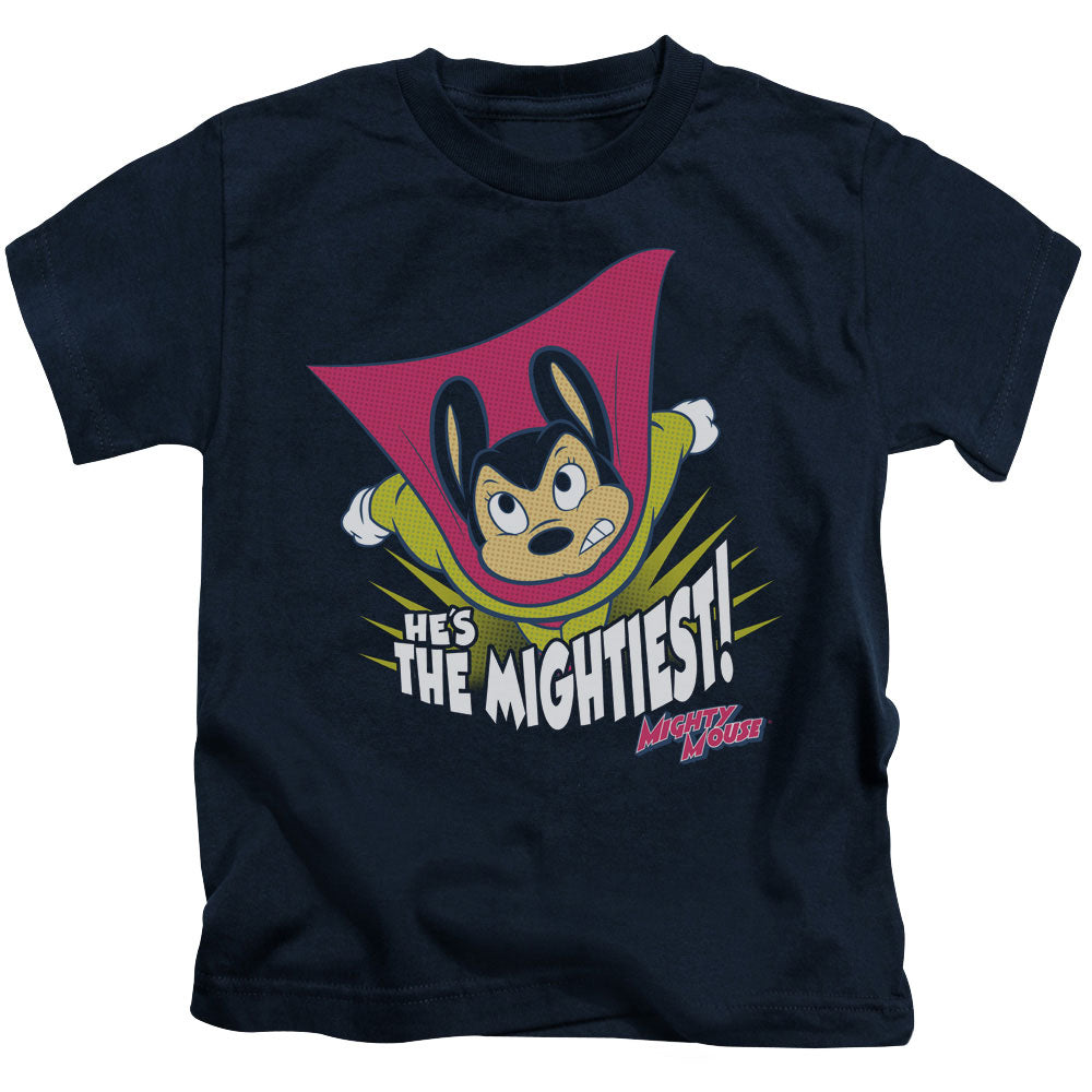 Mighty Mouse the Mightiest Juvenile Kids Youth T Shirt Navy Blue Officially Licensed