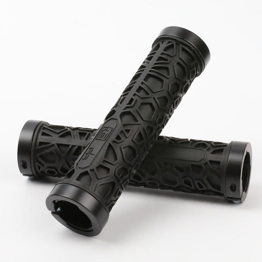 Aluminum Alloy Double Side Locking Handle Mountain Bike Shock Absorption Breathable Anti-Skid Auxiliary Handle Bicycle Silicone Handle Cover