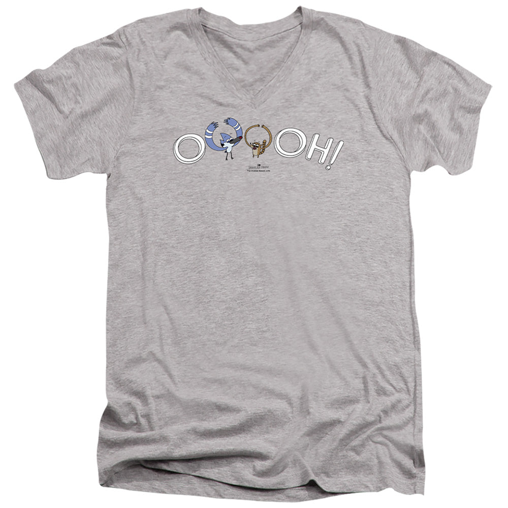 The Regular Show Ooooh Mens Slim Fit V-Neck T Shirt Athletic Heather Officially Licensed