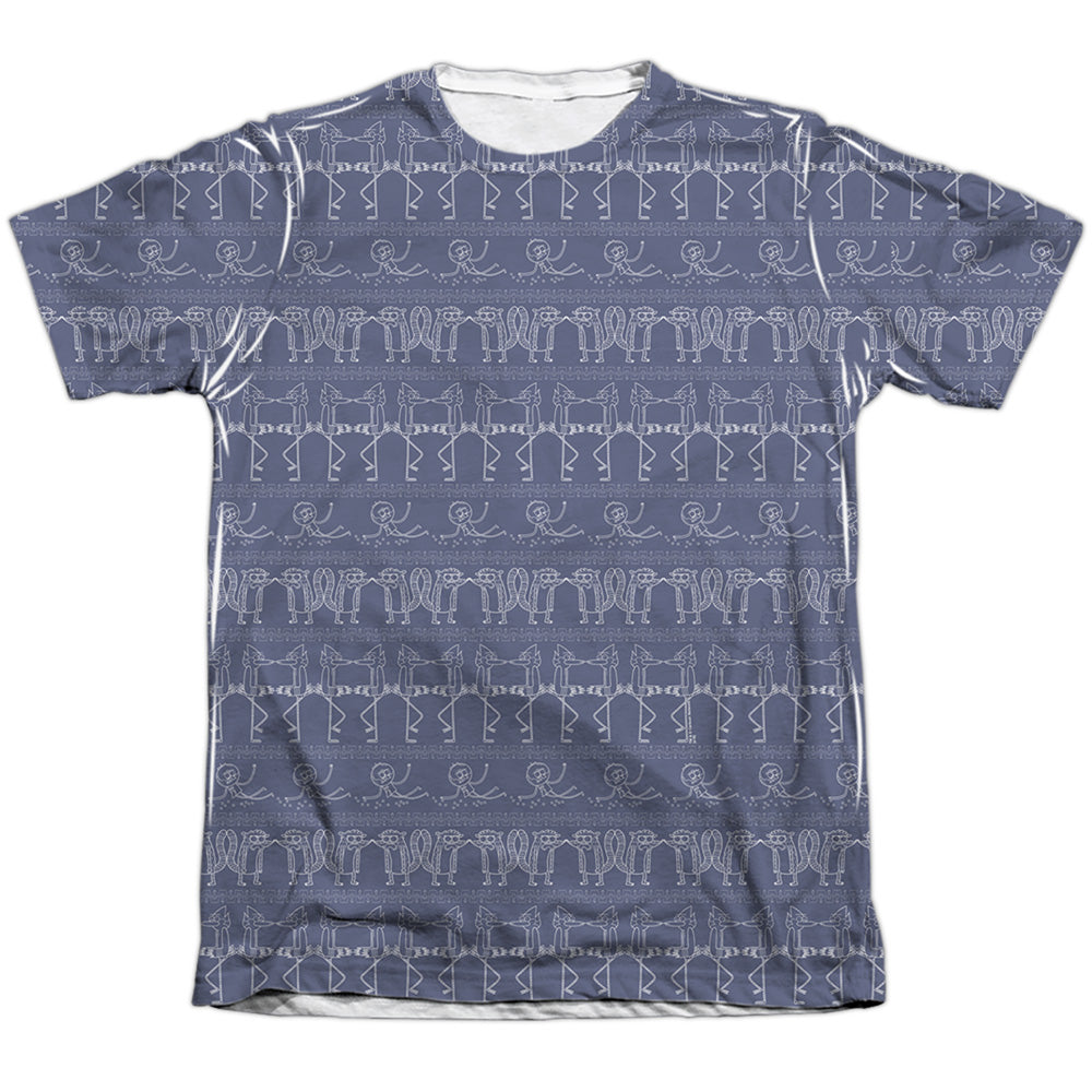 Regular Show Rs Pattern-Mens Poly Cotton T Shirt-White