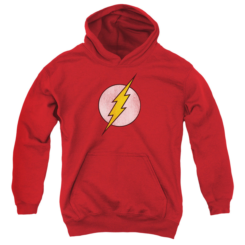 DC Comics Flash Flash Logo Distressed Kids Youth Hoodie Red Officially Licensed