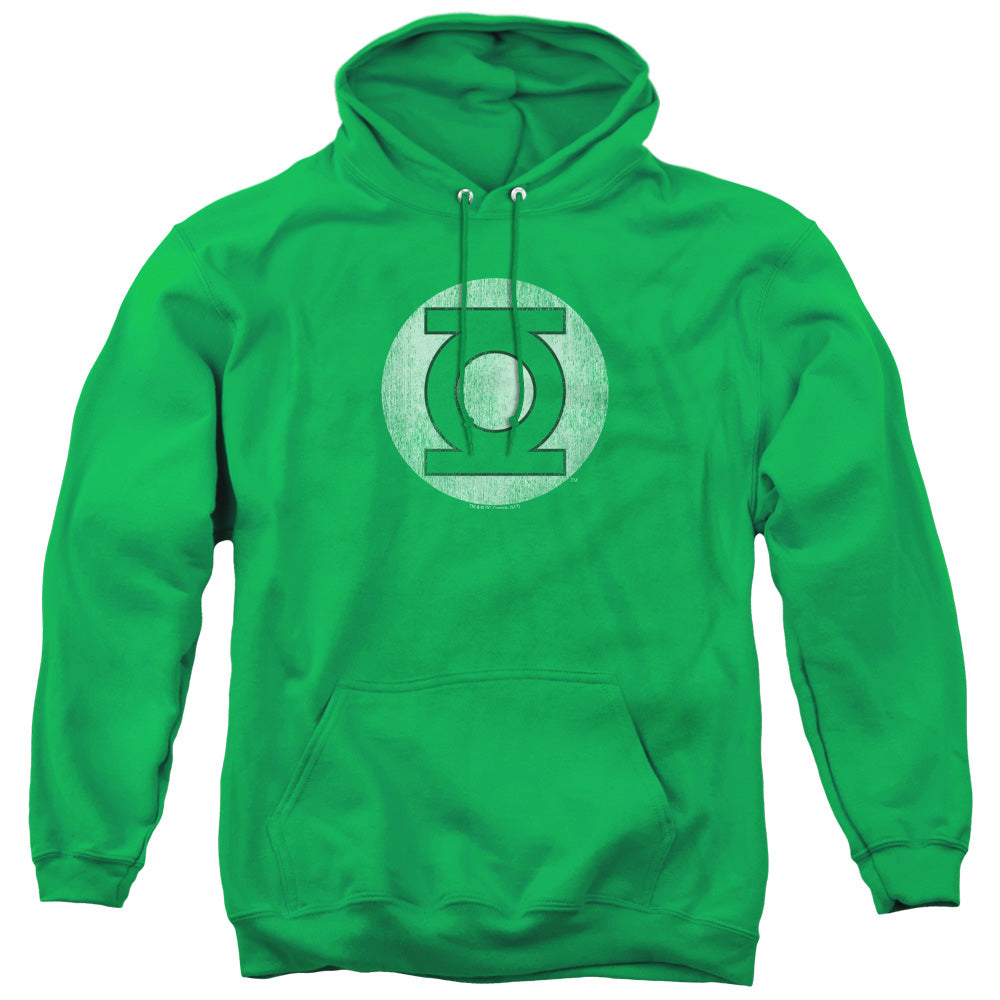 DC Comics Gl Logo Distressed Mens Hoodie Kelly Green Officially Licensed