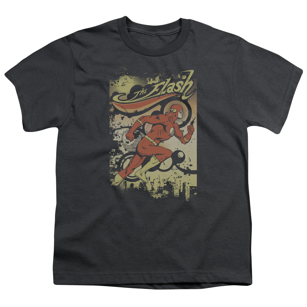 DC Comics Flash Just Passing Through Kids Youth T Shirt Charcoal Officially Licensed