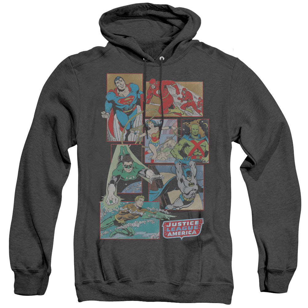 Dc Justice League Boxes Heather Mens Hoodie Black Officially Licensed