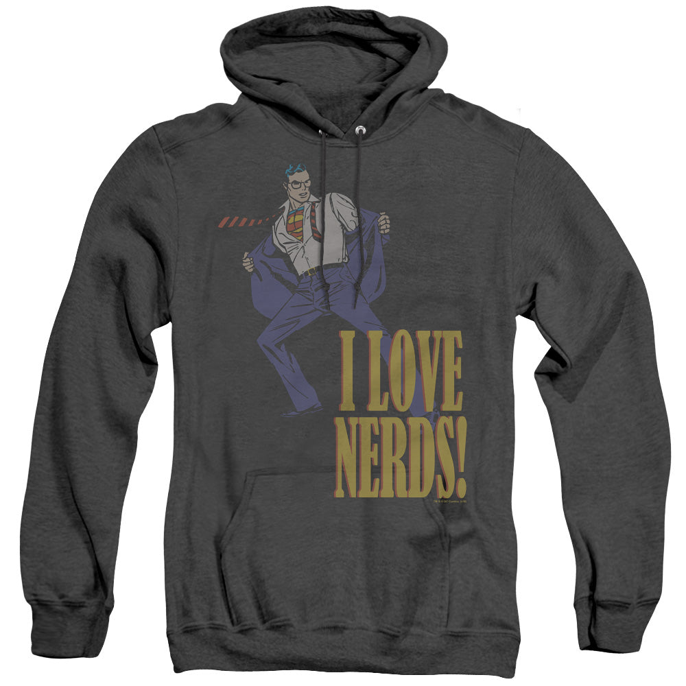 DC Comics I Love Nerds Heather Mens Hoodie Black Officially Licensed