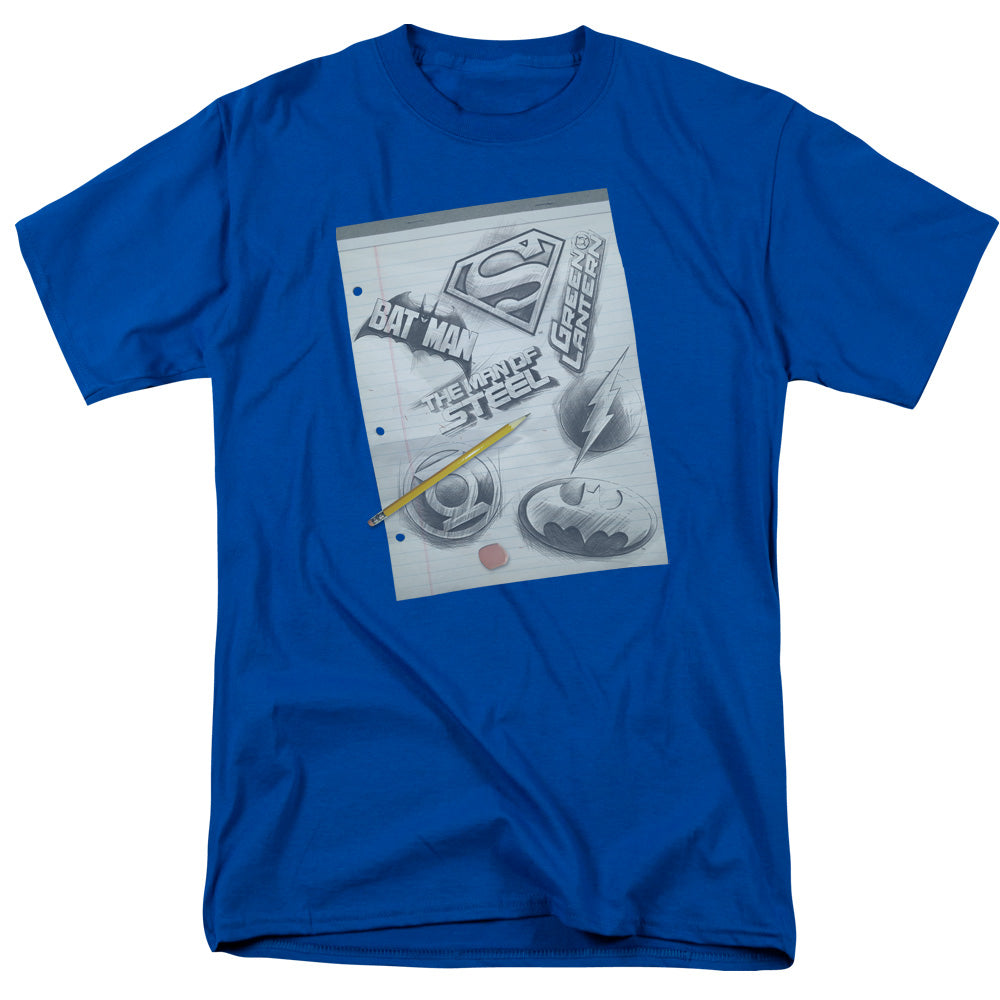 Dc Logo Note Paper Mens T Shirt Royal Blue Officially Licensed