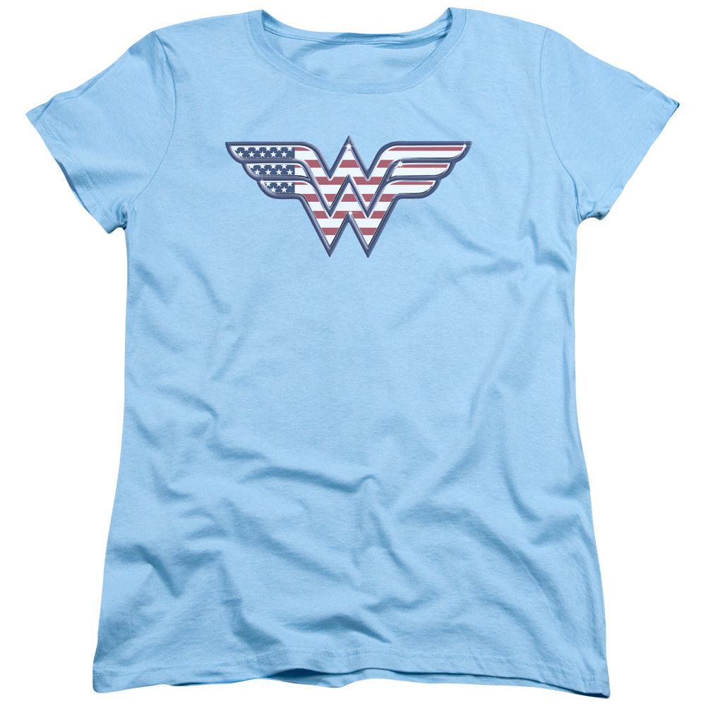 DC Comics Red,white & Blue Womens T Shirt Light Blue Officially Licensed