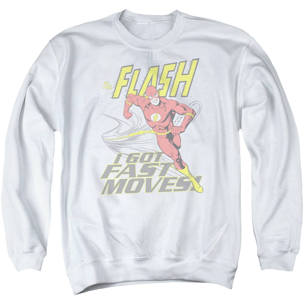 DC Comics Flash Fast Moves Mens Crewneck Sweatshirt White Officially Licensed