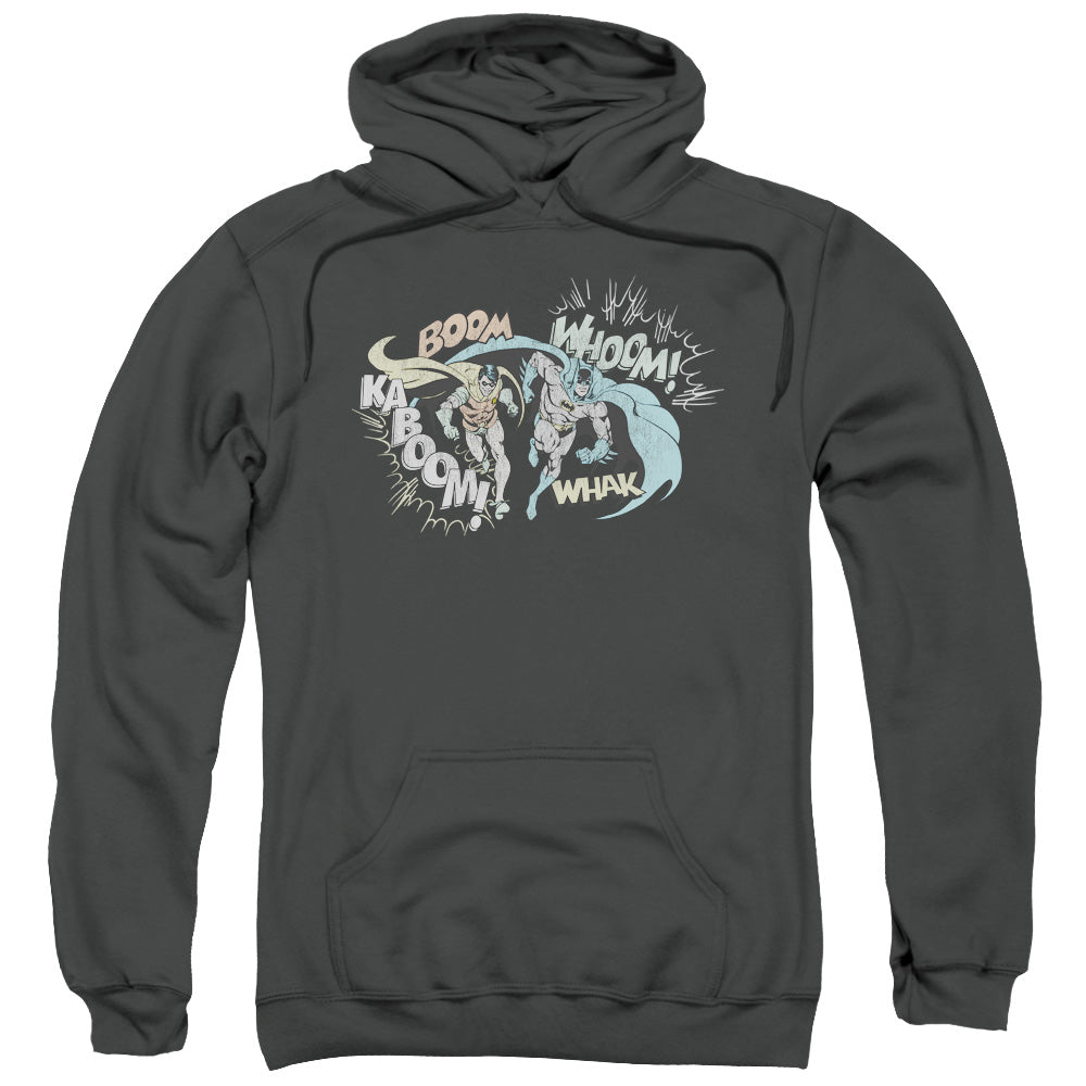 DC Comics Action Duo Mens Hoodie Charcoal Officially Licensed