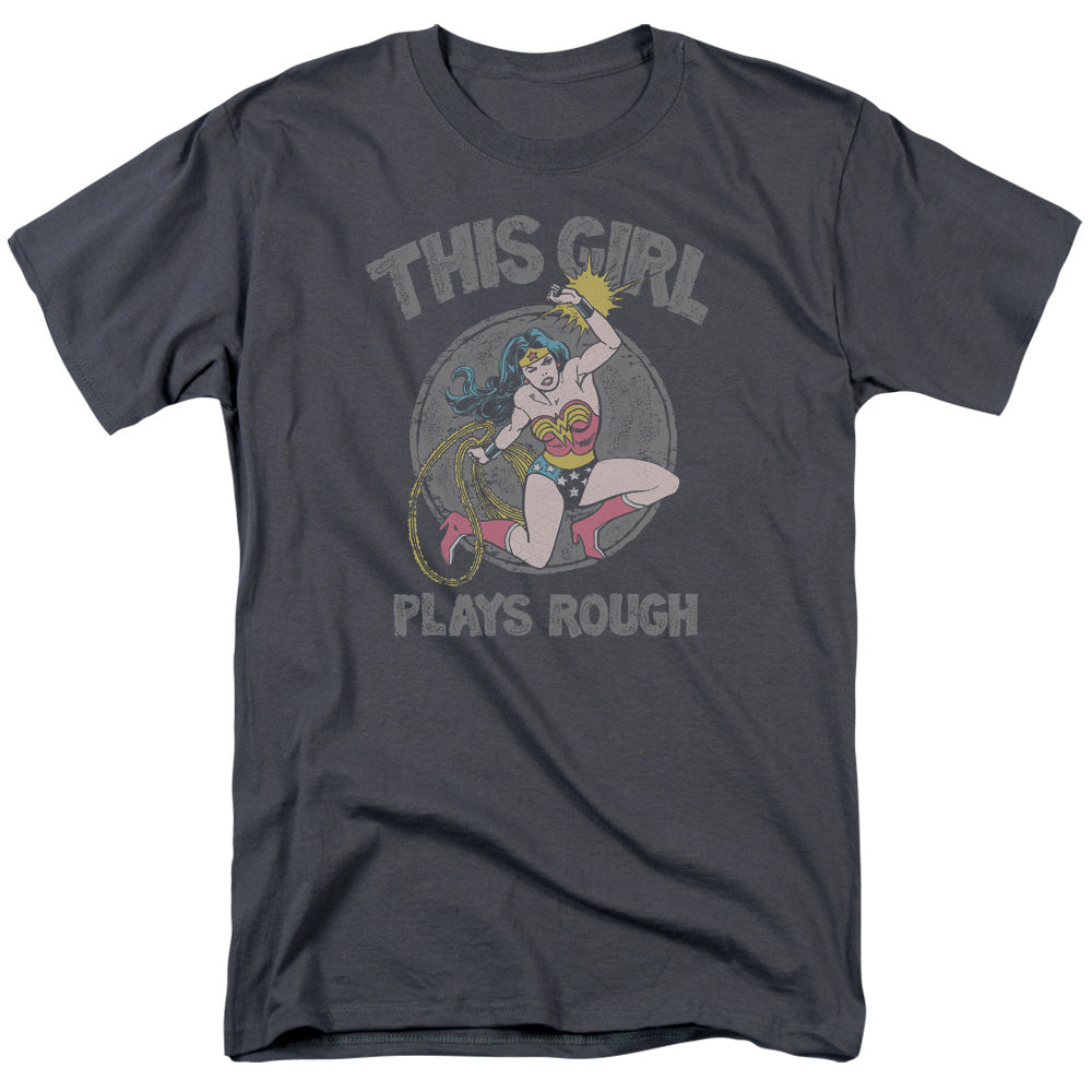 Dc Plays Rough Mens T Shirt Charcoal Officially Licensed