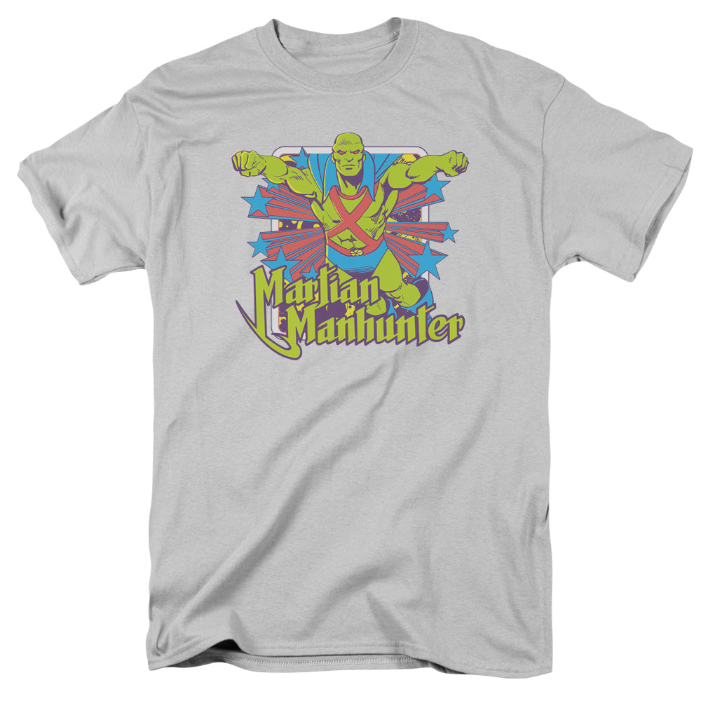 DC Comics Manhunter Stars Mens T Shirt Silver Officially Licensed