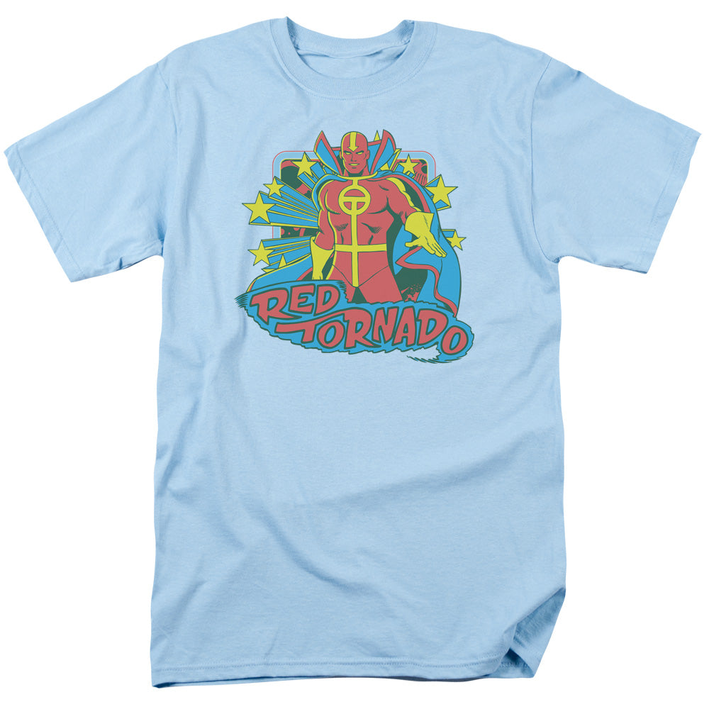 Dc Red Tornado Stars Mens T Shirt Light Blue Officially Licensed