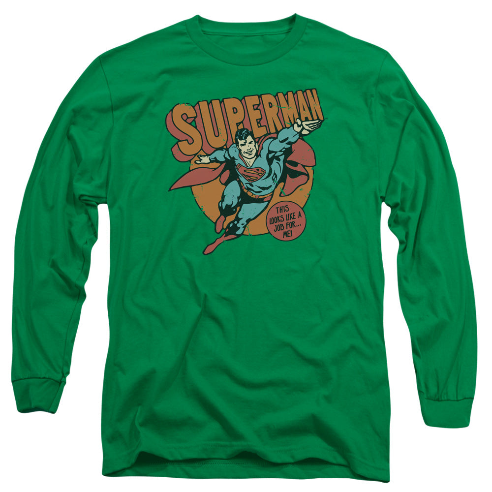 DC Comics Job for Me Mens Long Sleeve Shirt Kelly Green Officially Licensed