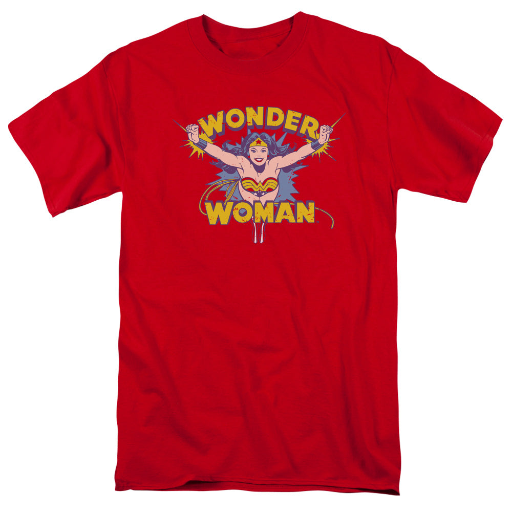 DC Comics Flying Through Mens T Shirt Red Officially Licensed