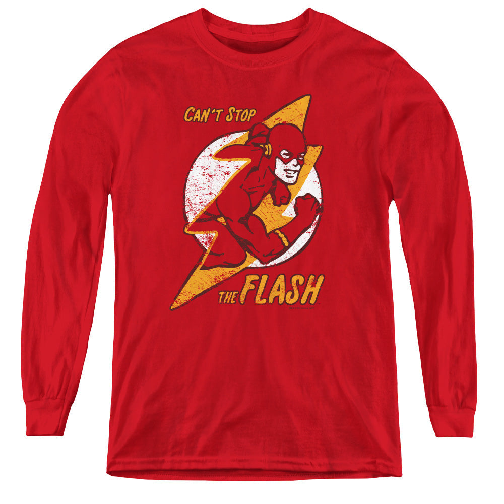 DC Comics Flash Flash Bolt Long Sleeve Kids Youth T Shirt Red Officially Licensed