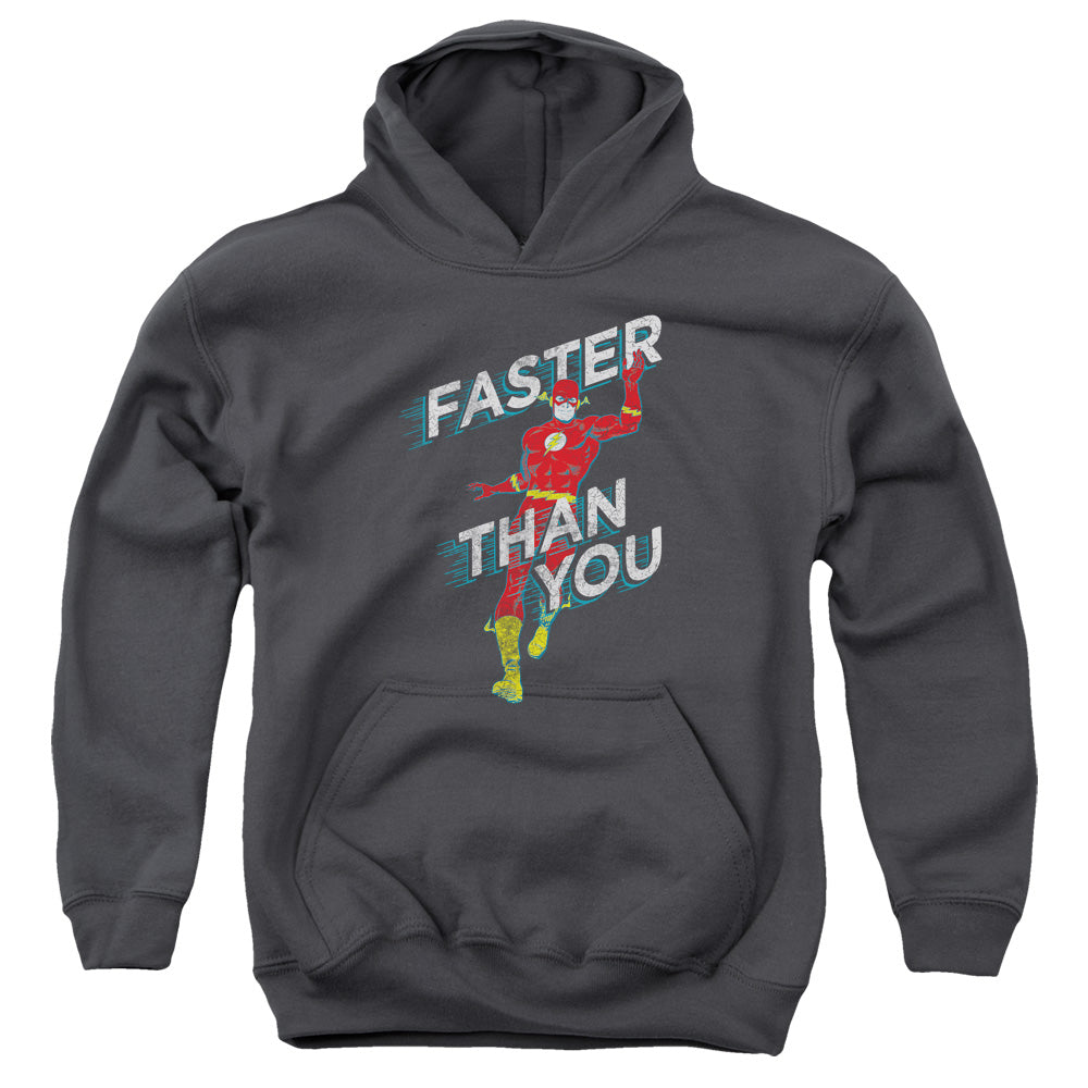 DC Comics Flash Faster Than You Kids Youth Hoodie Charcoal Officially Licensed