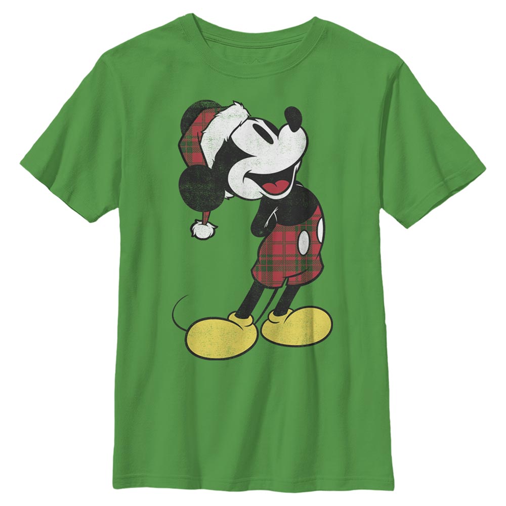 Disney Plaid Mickey Boys Kids T Shirt