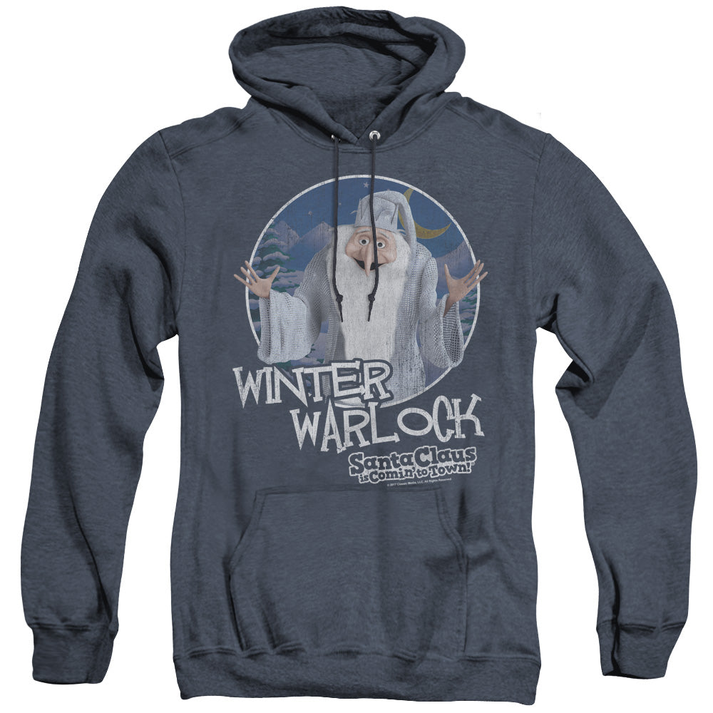 Santa Claus is Comin to Town Winter Warlock Heather Mens Hoodie Navy Blue Officially Licensed