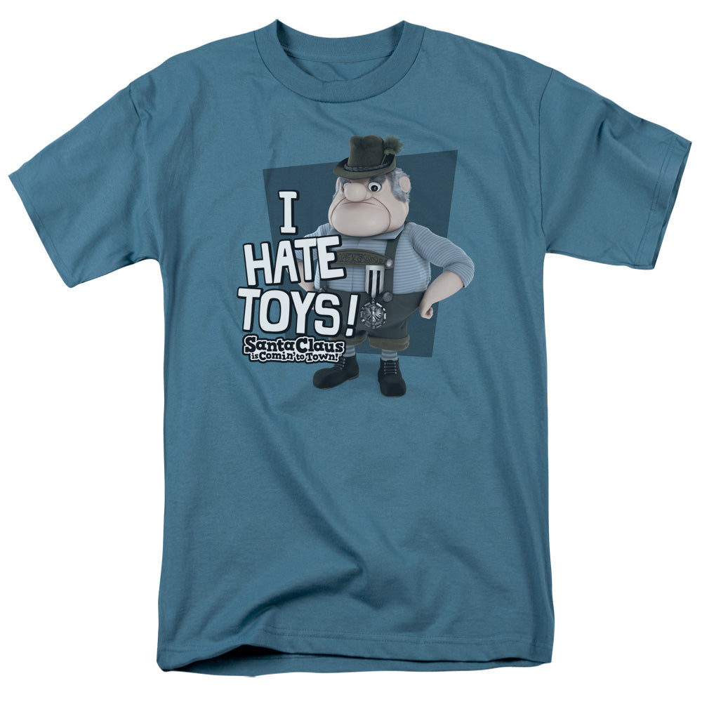 Santa Claus Is Comin To Town Hate Toys Mens T Shirt Slate Officially Licensed