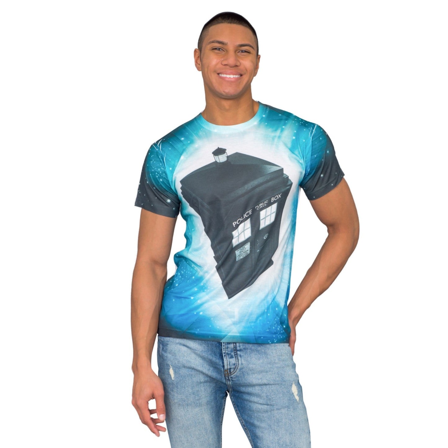 Doctor Who TARDIS Glowing Stars Sublimation T-Shirt