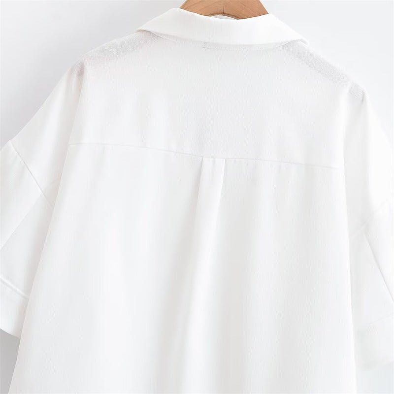 Elegant Style Women's Fashion Casual Versatile V-Neck Short Sleeve Crop Shirt