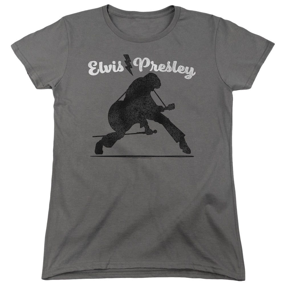 Elvis Presley Overprint Womens T Shirt Charcoal Officially Licensed