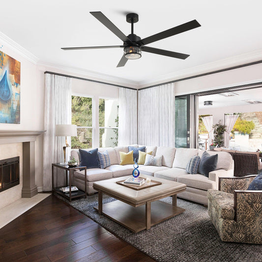 65" Modern DC Motor Downrod Mount Reversible Ceiling Fan With Lighting And Remote Control