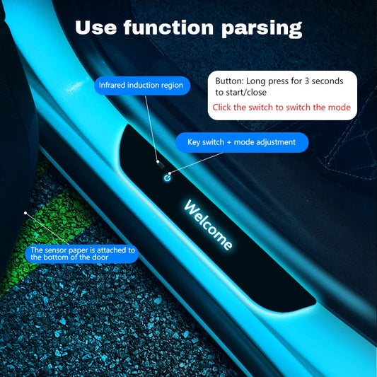 Acrylic Universal Car Led Welcome Pedal Light Led Moving Door Scuff Led Door Sill Scuff Plate car logo 4PCS Set